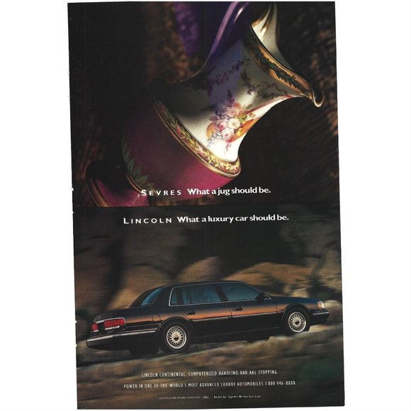 Lincoln Luxury Car Continental Car Auto 1990s Vintage Print Ad - Picture 1 of 2